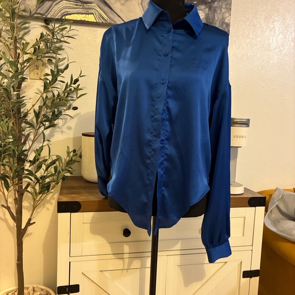 Guess Blue Satin Blouse - Picture 6 of 9